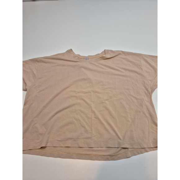 lululemon athletica Tops - Lululemon Cates Shirt Womens 8 Beige Short Sleeve Relaxed Fit Cotton Stretch Top